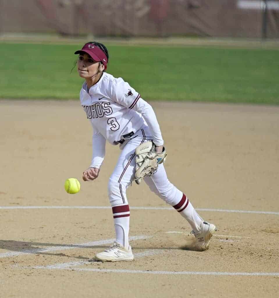 Photo - Matilda Torres’ Mylah Avila throws a pitch during Wednesday’s loss to Sierra. Although she suffered the loss, she tossed four solid innings to keep the Toros in the game.
