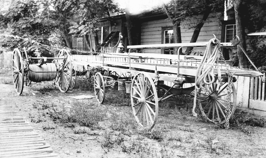 Photo - This old hook and ladder outfit was of no value in fighting Madera’s 1909 fire.