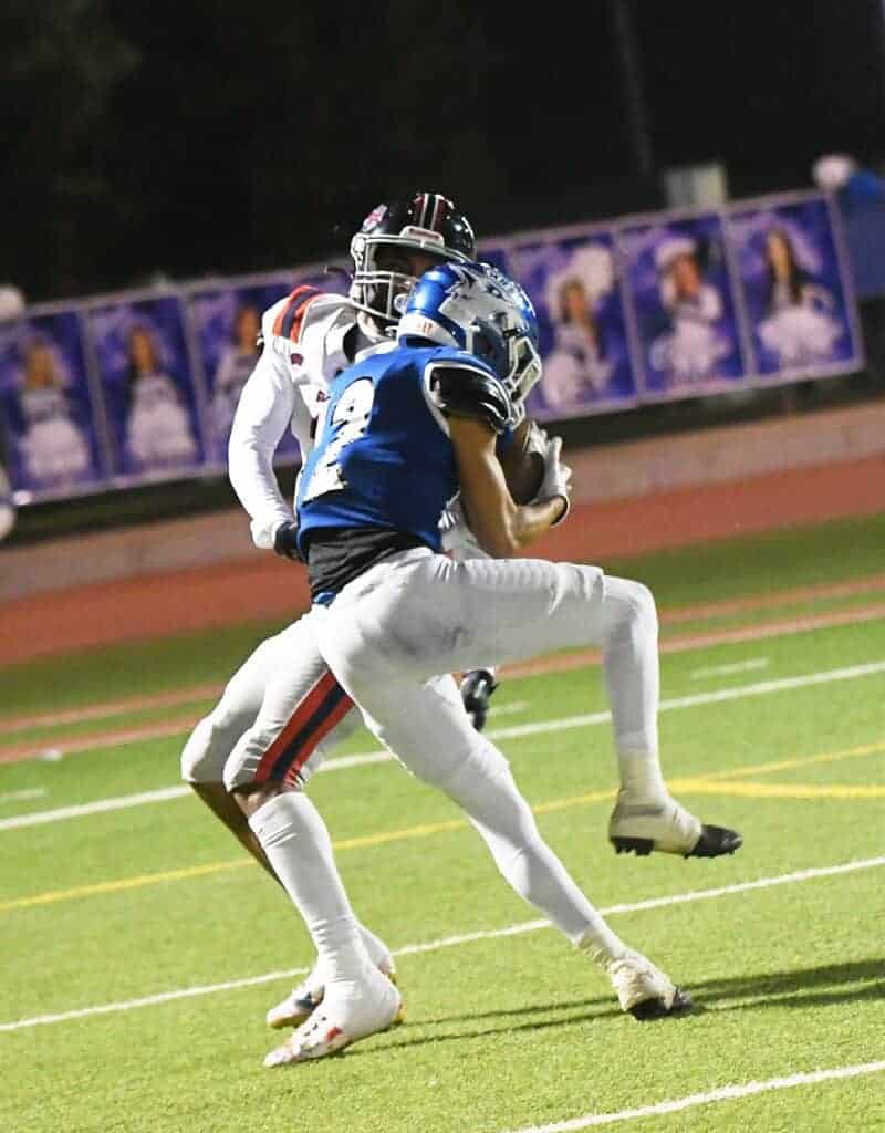 Photo - Madera receiver J’Sean Gonzales caught eight passes for 169 yards , both career highs while scoring three touchdowns in Friday’s playoff loss to Caruthers.