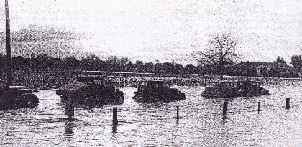 Photo - Over the last 100 years, Madera has been hit with a number of floods, but few reached the level of this one, shown here in 1938. Especially hard hit by the waters that breached the railroad levee was the area near Arcola School.