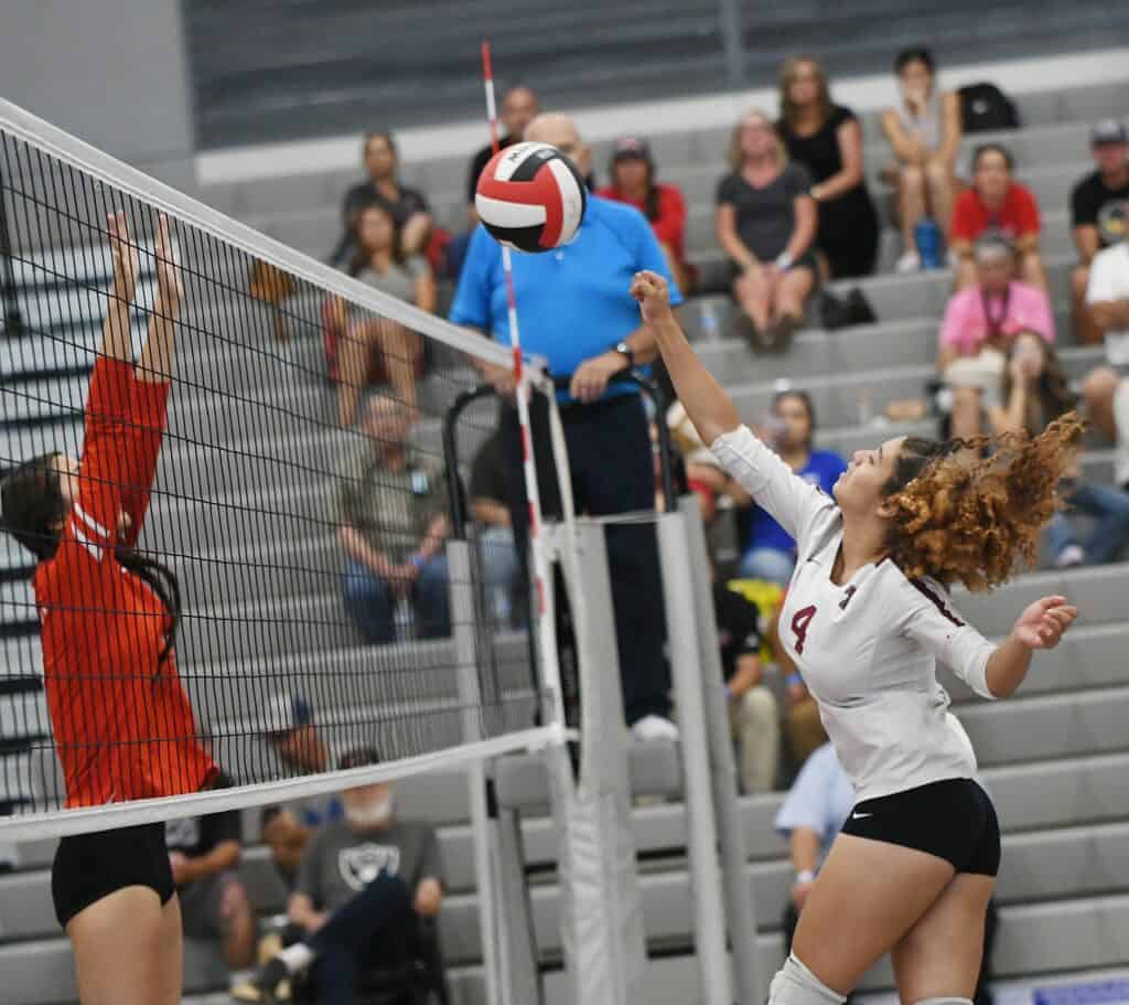 Photo - Torres senior Bryance Gonzalez goes up for an attack during Thursday’s loss to the Chowchilla Tribe.