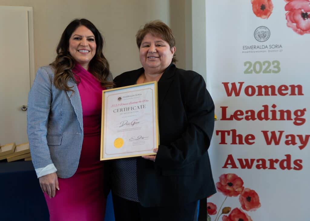 Photo - Diana Gomez, who was honored as one of 15 women as a District 27 Woman of the Year, stands with Assemblywoman Esmeralda Soria at a Women Leading the Way awards event on March 25.
