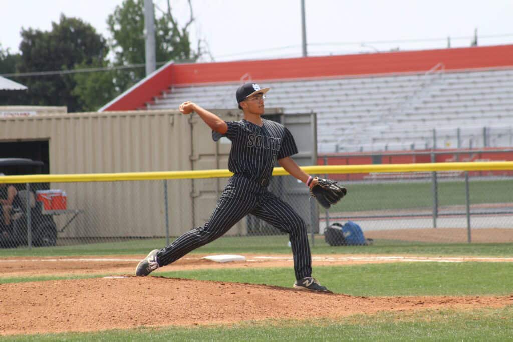 Photo - Madera South’s David Moles throws a pitch during a 2-0 loss to Cesar Chavez. He scattered five hits and one earned run.