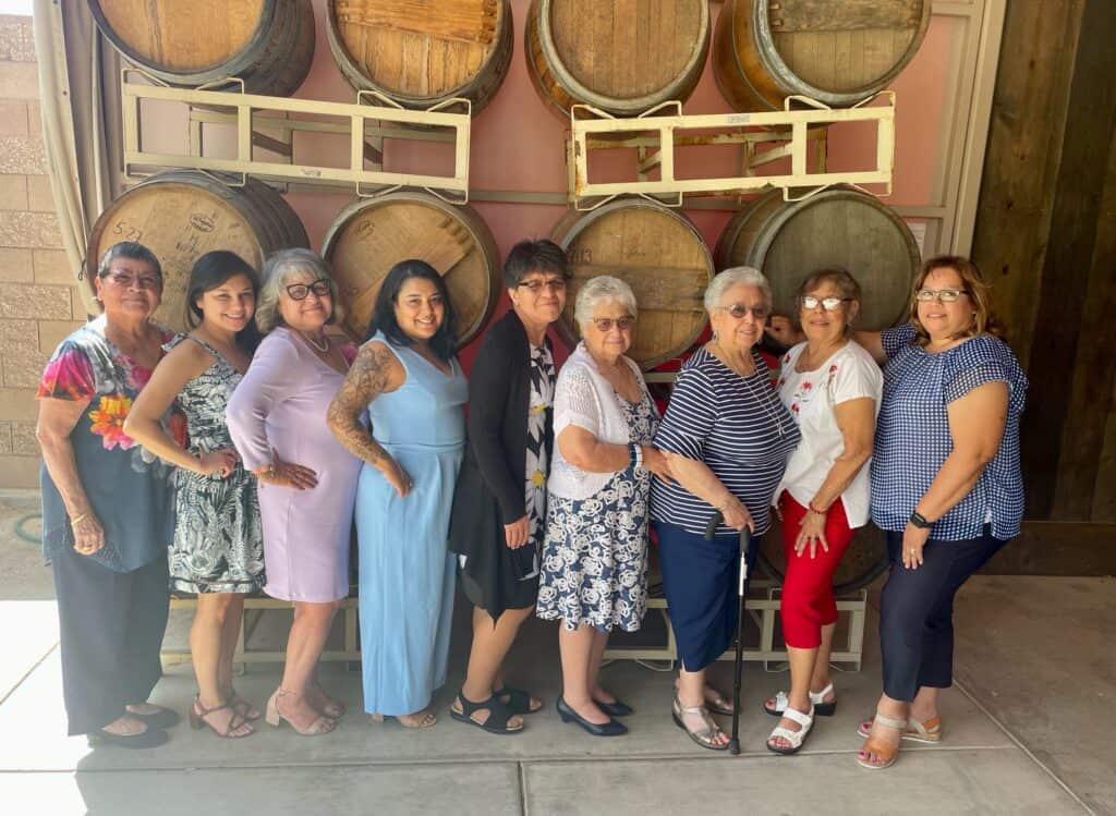 Photo - From left are Tilly, Christina Kwock, Annette Kwock, Andrea Sandoval, Laura Chavira, Mary Chavira, Yolanda Chavira, Patricia Chavira, and Deanna Rios.