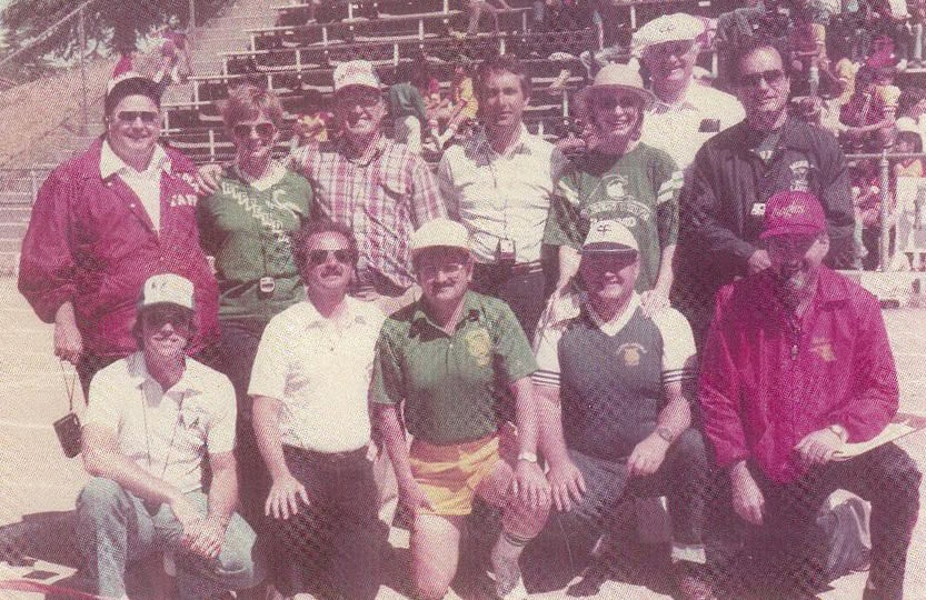 Photo - In the early 1980s, this group of Madera Unified principals joined Jack Netherton at the Netherton Relays. Wally McFall is in the bottom row, fourth from left.
