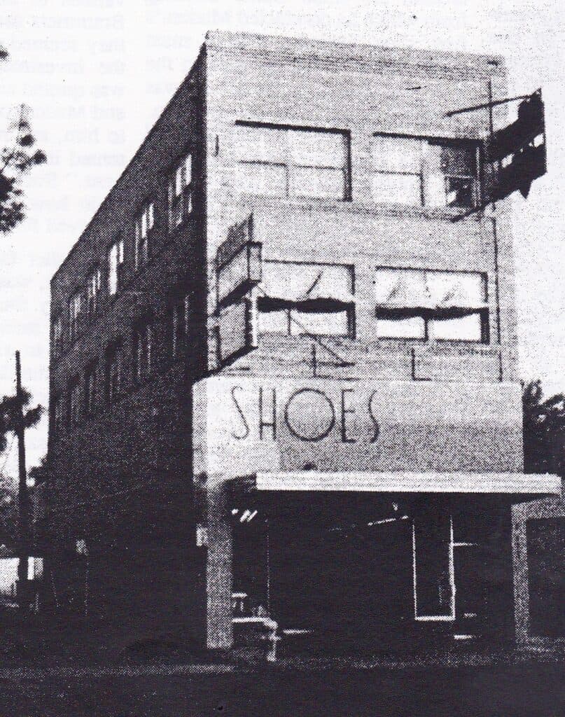 Photo - Brammer’s shoe store, this three story building on North Yosemite Avenue, was built in 1917. The occasion would have been a happy time for the Brammers had it not been that one of them committed suicide shortly after it was built.