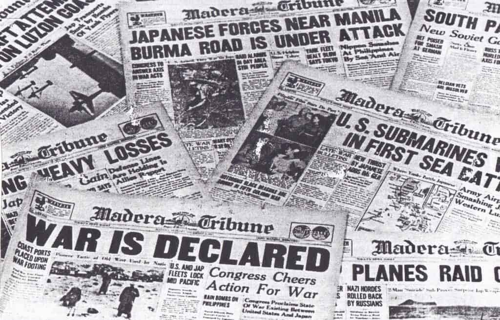 Photo - Following the attack on Pearl Harbor in 1941, war headlines dominated the front pages of Madera’s newspapers.