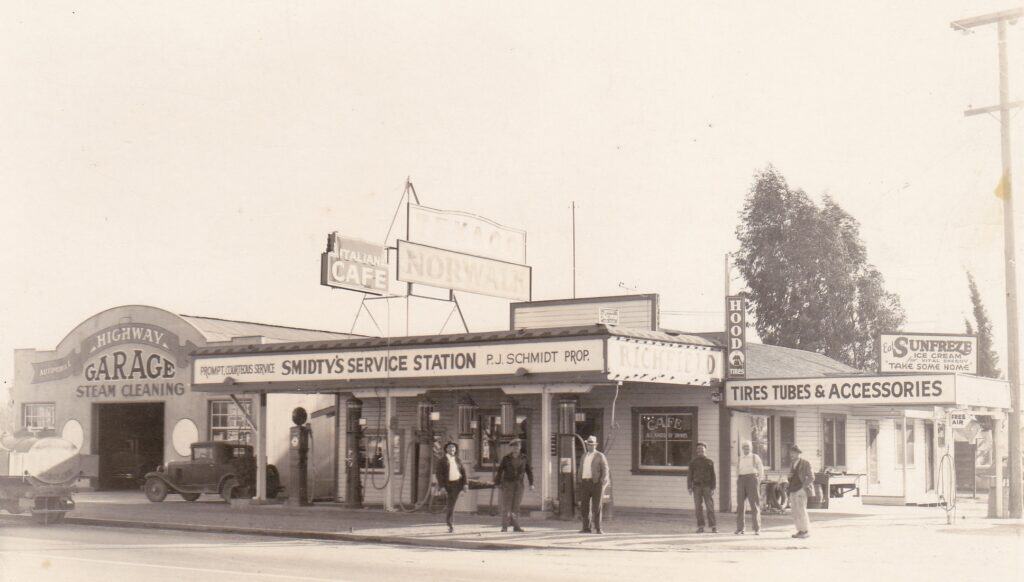 Photo - Skeeko’s service station as it appeared in 1938 on Gateway Drive. It later became a Madera landmark as Skeeko’s bar.