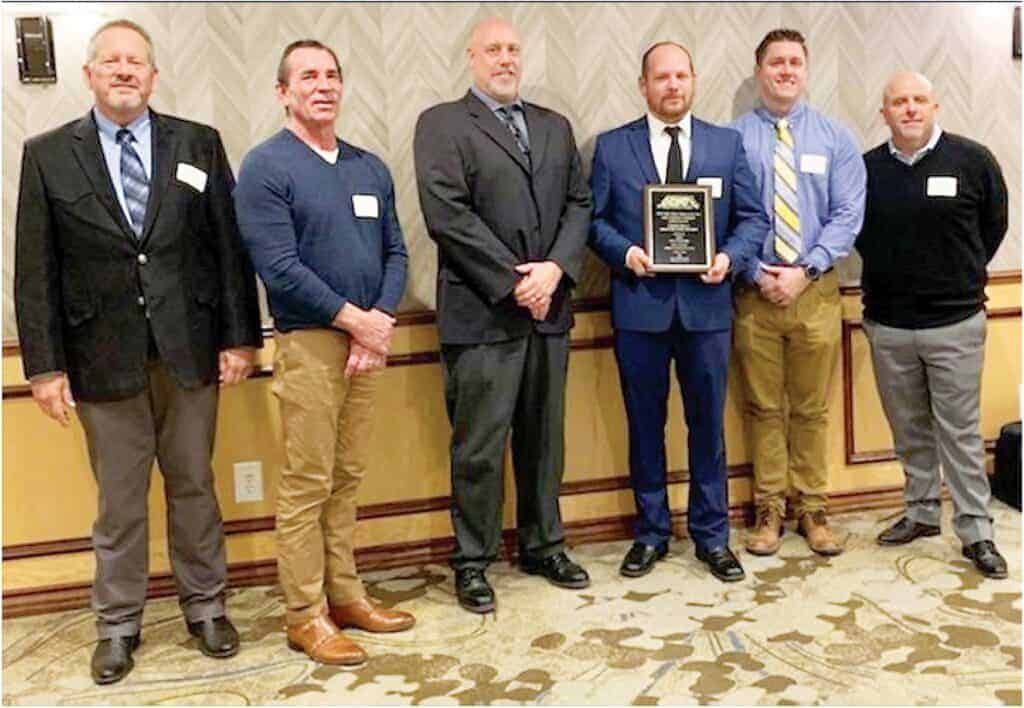 Photo - From left are Karl Kienow, APWA Central California Chapter president; Scott Krebs, Johnson Controls, Inc.; Rod Pruett, Chowchilla Acting City Administrator; Jason Rogers, Chowchilla Director of Public Works; Spencer Supinger, QK, Inc.; and Bryan Greenamyer, Johnson Controls, Inc.