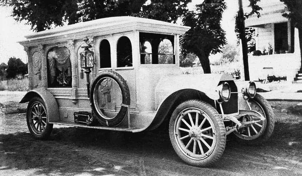 Photo - One sign that Madera had turned from a village into a town came when Jay’s put their horse-drawn hearse away and turned to this motorized version.