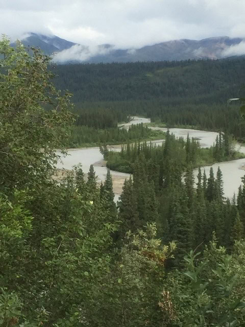 Photo - The Nenana River flows beside gravelly Denali Highway from its glacial sources, as seen from a Denali Jeep Excursion in Alaska.