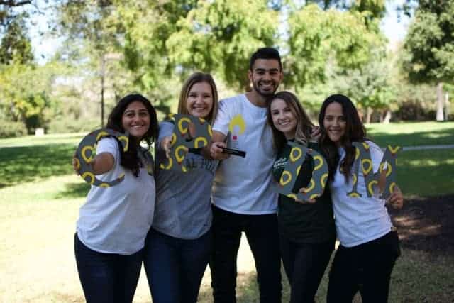 Photo - Founding members of the Cal Poly Dance Marathon, from left, Kayla Bakhshi, Madison Meredith, Dafyush Shahid, Haley Stegall and Marissa Sanchez. Stegall and Sanchez are both from Madera.