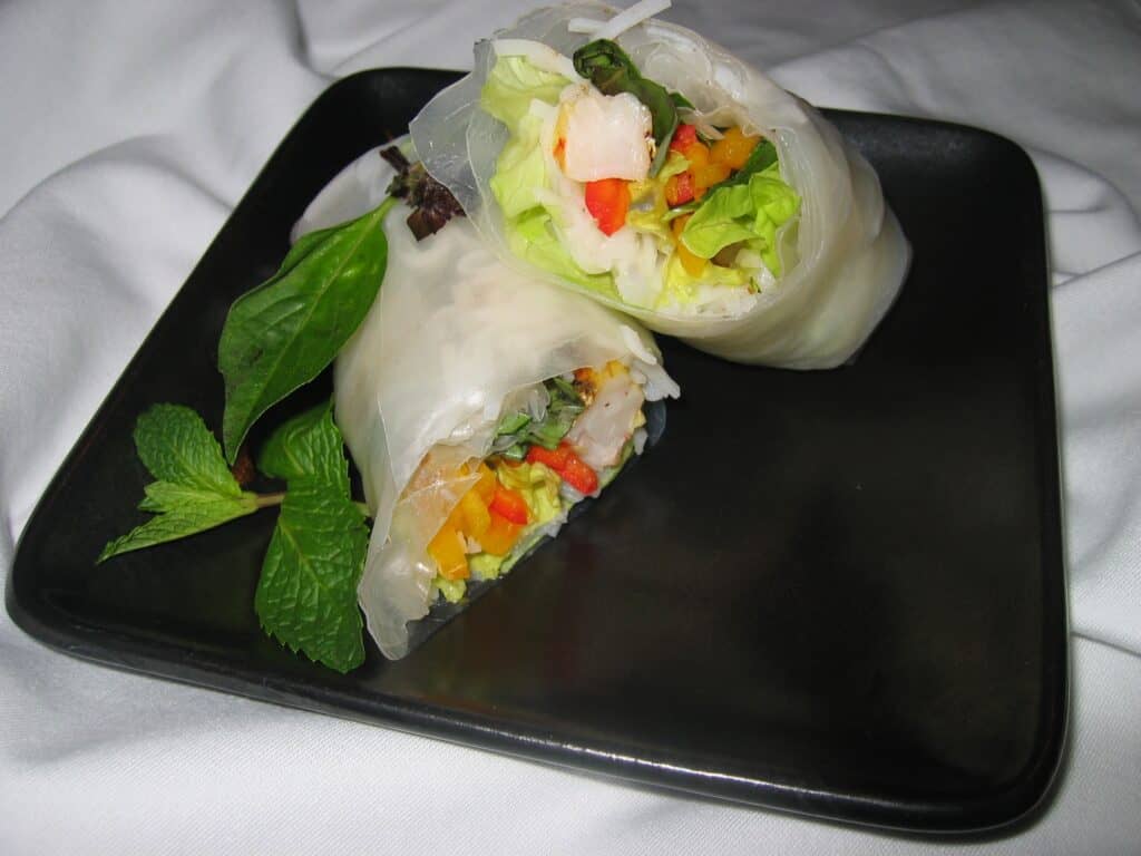Photo - Spring rolls are often made with translucent wrappers and filled with a variety of vegetables and meats. You can customize them to suit your preferences.