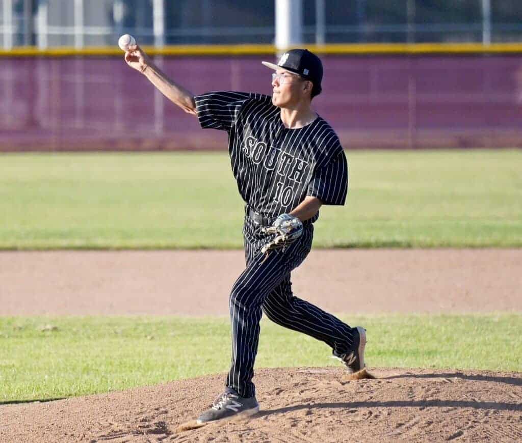 Photo - Madera South’s David Moles throws a pitch during Friday’s victory over Matilda Torres. Moles allowed one run on  two hits over five innings and went 4-for-4 at the plate.
