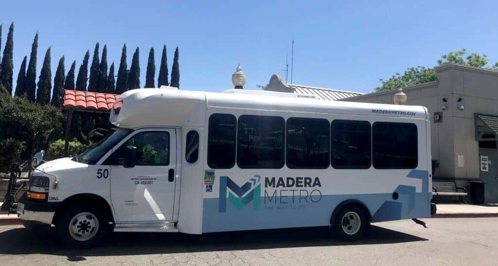 Photo - This bus displays the new logo and new name of the city transit service, Madera Metro.