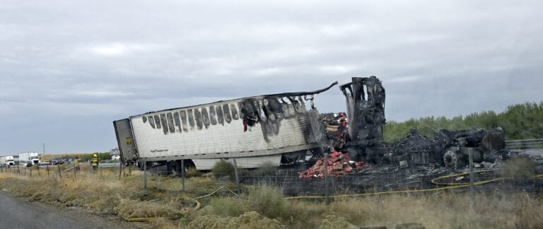 Big rig fire causes back-up