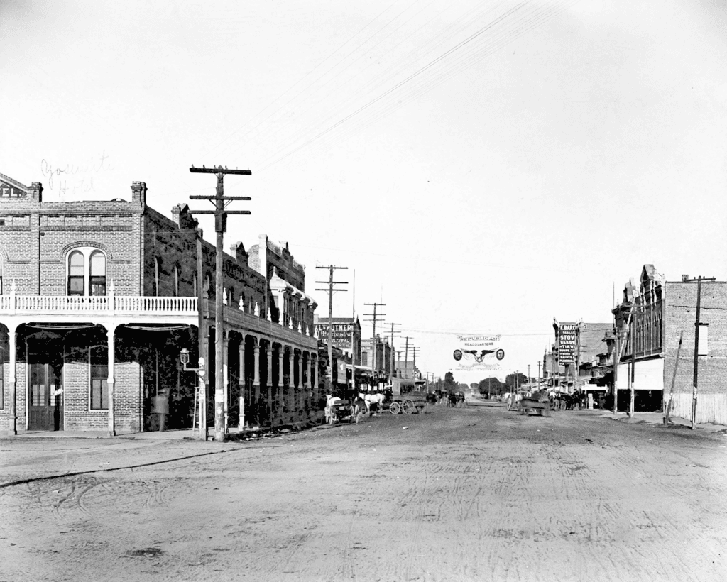 Photo - The Republican banner that stretched across Yosemite Avenue in 1890 should not lead one to believe that Madera was a GOP stronghold. Indeed, just the opposite was the case.