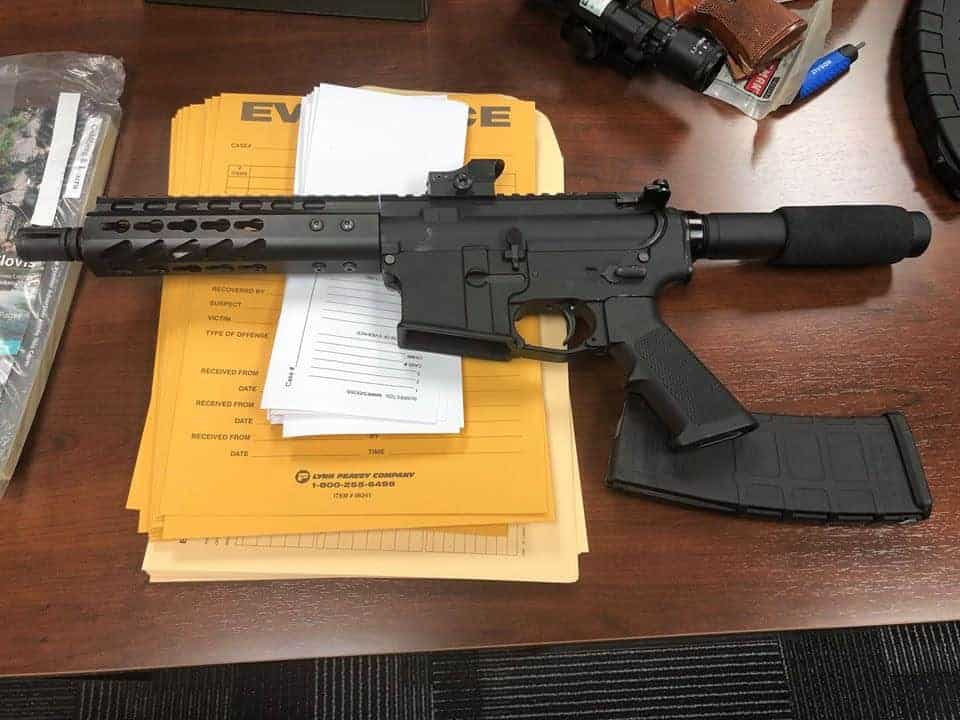 This AR 15 pistol was seized by Madera police Monday night as evidence. Photo courtesy of The Madera Police Department