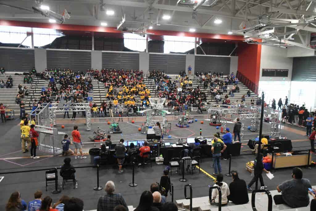 Photo - More than 20 schools brought more than 40 robots to the MadTown Throwdown competition.