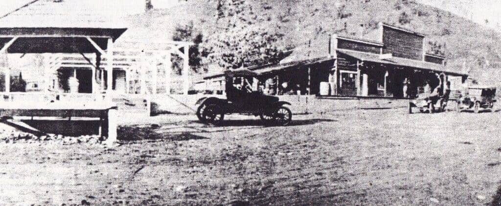 Photo - The tiny village of Coarsegold is shown here circa 1920. The discovery of placers of coarse gold in the area brought miners to the nearby creeks, which led to the creation of a town named Coarsegold.
