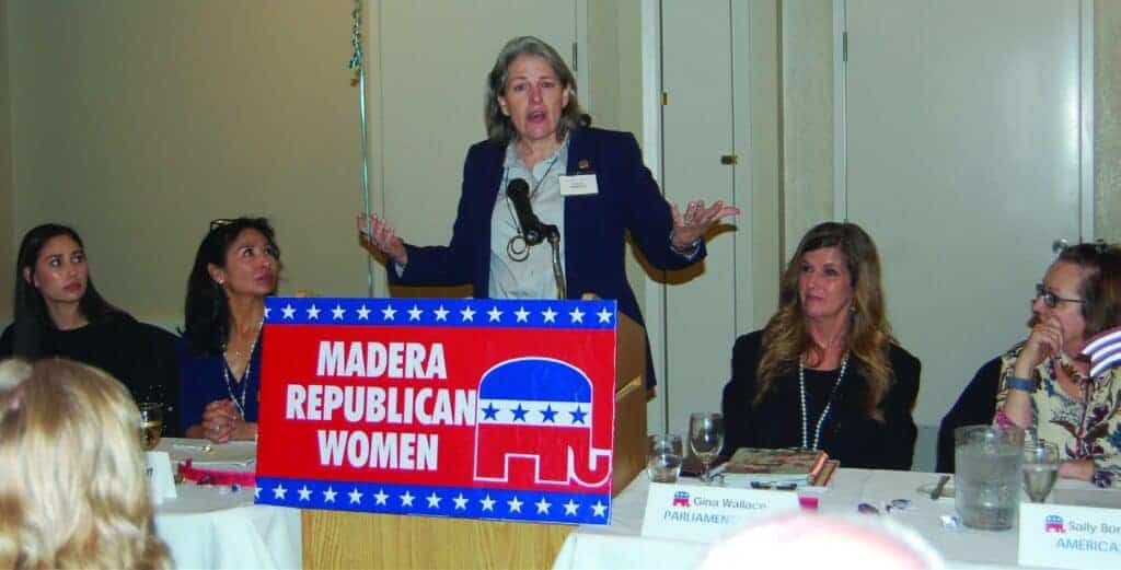 Photo - Recently-elected Madera County District Attorney Sally Moreno speaks to a crowd of supporters