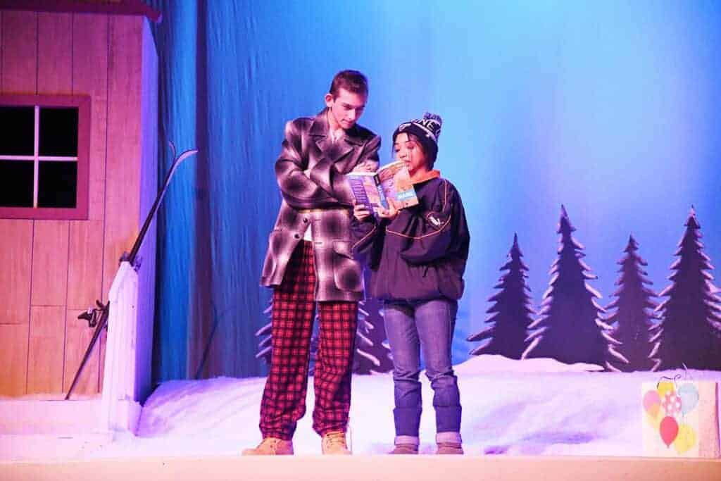 Photo - Dace Winzer and Monse Figueroa rehearse a scene in the Madera South Theatre Company’s production of “Almost Maine.”