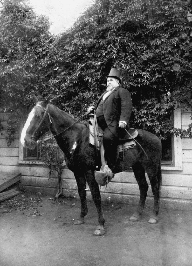 Photo - Assemblyman Captain Russel Perry Mace is seen here during his last year in the California legislature. When he wasn’t on this horse, he was sitting in his old rocking chair in front of the Yosemite Hotel.