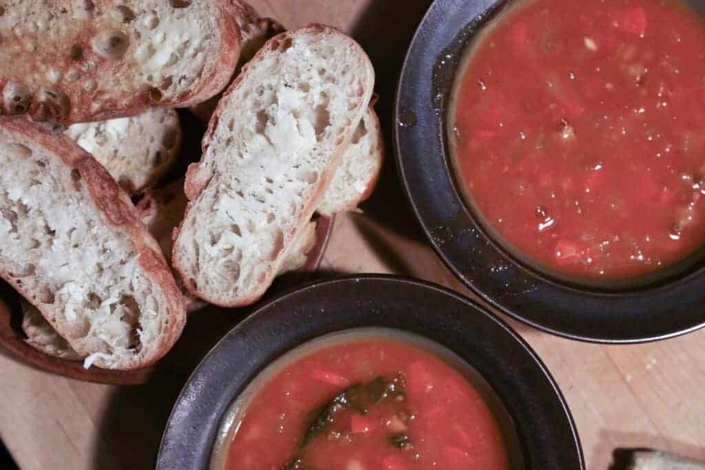 Photo - An easy supper for Fall evenings: Hot soup and crusty bread.