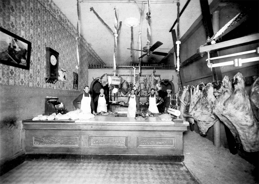 Photo - Barnett’s meat market as it appeared on the inside in 1900.