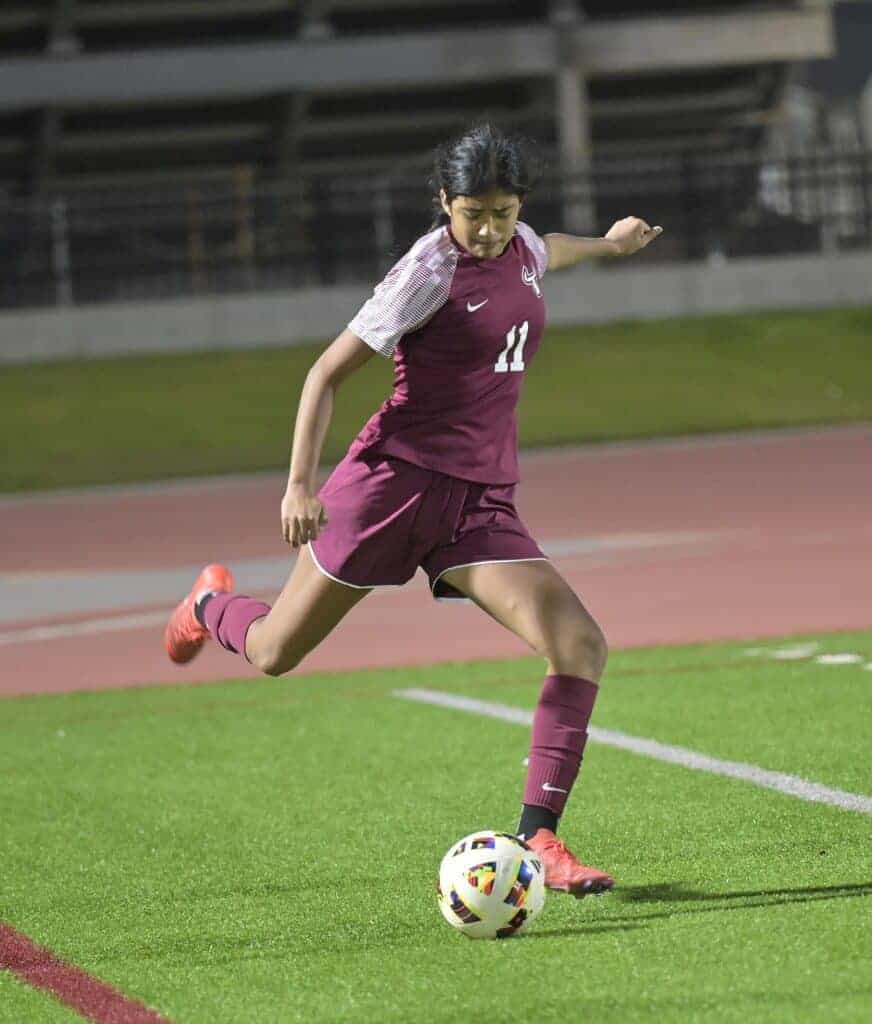 Photo - Torres’ Emma Velasquez sends a shot on goal. She scored the Toros’ lone goal in Tuesday’s 2-1 loss.