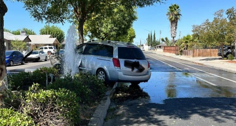 Car veers into hydrant