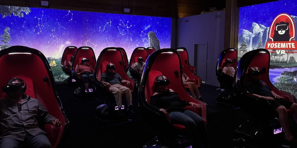 Photo - Yosemite visitors take part in the new Positron XR Cinema, a state-of-the-art virtual reality theater.
