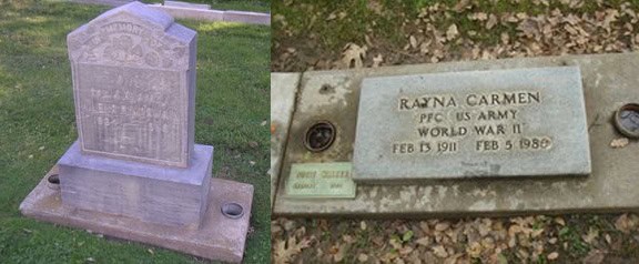 Two veteran gravestones in Madera cemetery honoring military service.