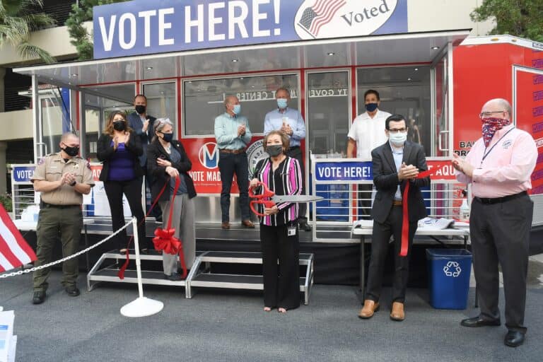 Mobile voting center opens