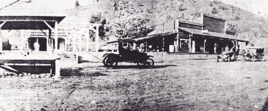Old Madera Tribune building with vintage street scene.