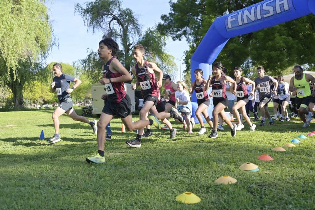Photo - More than 100 runners take off at the starting line during the 4th annual Running With the Lions Strive for Diabetes 5K run last year at Town and Country Park. The annual event is hosted by the Madera Evening Lions Club and is scheduled for April 11 this year.
