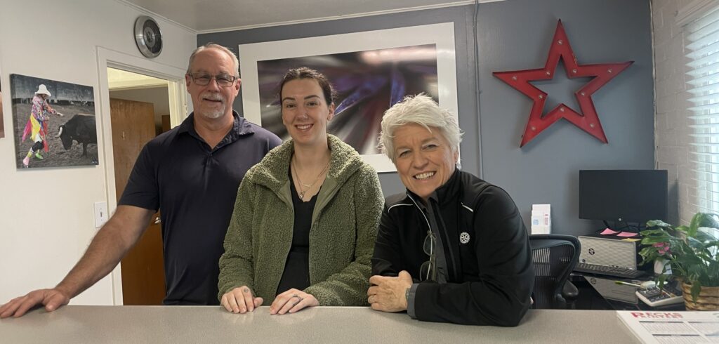 Photo - Creative Copy is moving to 201 S. Pine Street in Madera, and merging with Peck’s Printery. From left are Mike Diebert, owner of Creative Copy, Katie Stevens next generation owner of Creative Copy, and Velvet Rhoads owner of Peck’s Printery.