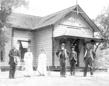 Photo - This photograph of Spring Valley School in O’Neals was taken in 1894, one year after Victor Adams was hanged from a tree just up the road from the school. His body was left hanging for two days, and youngsters walking to school no doubt contemplated the consequences of breaking the law.