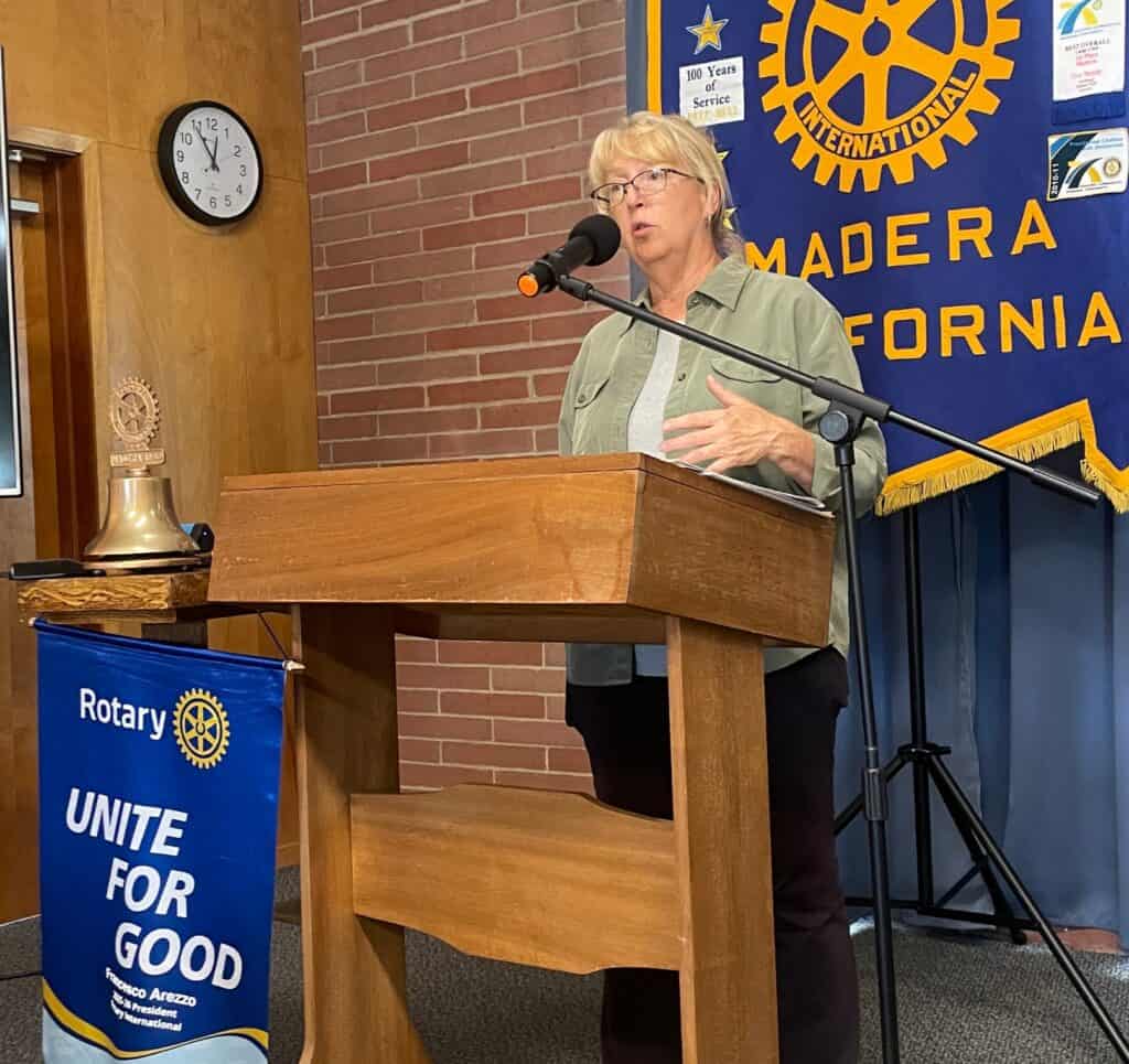 Photo - DJ Becker speaks to Rotary about a Measure to increase funding for animal services in Madera County by raising the sales tax by a quarter of a percent throughout Madera County.