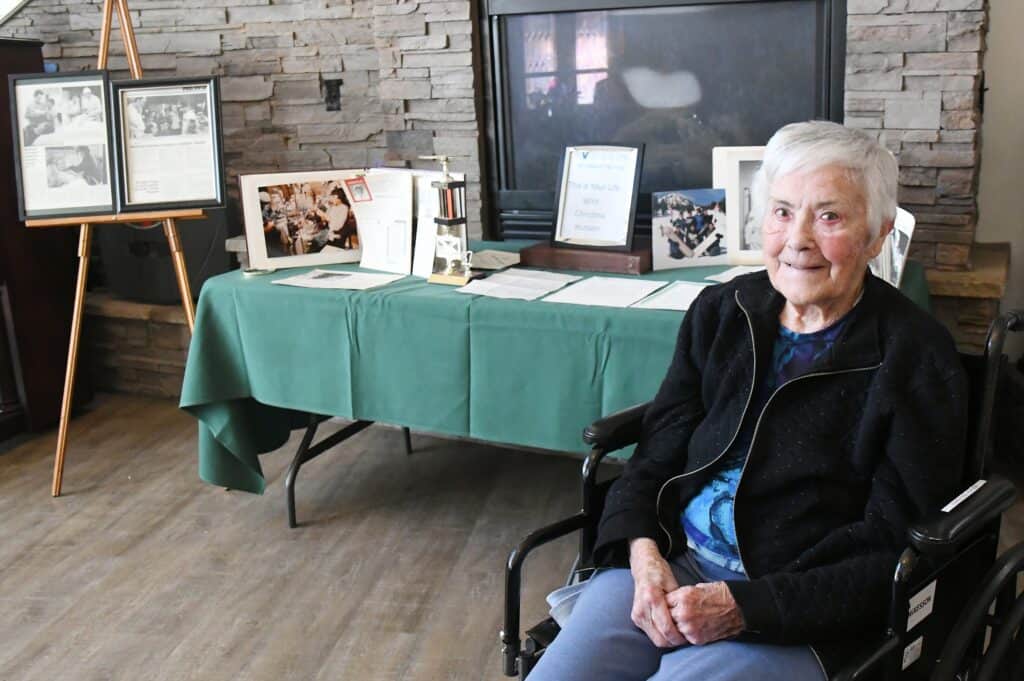Elderly woman at Cedar Creek event honoring a former actress.