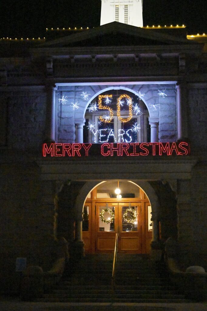 Festive Christmas open house at Madera Museum with 50th anniversary lights display.