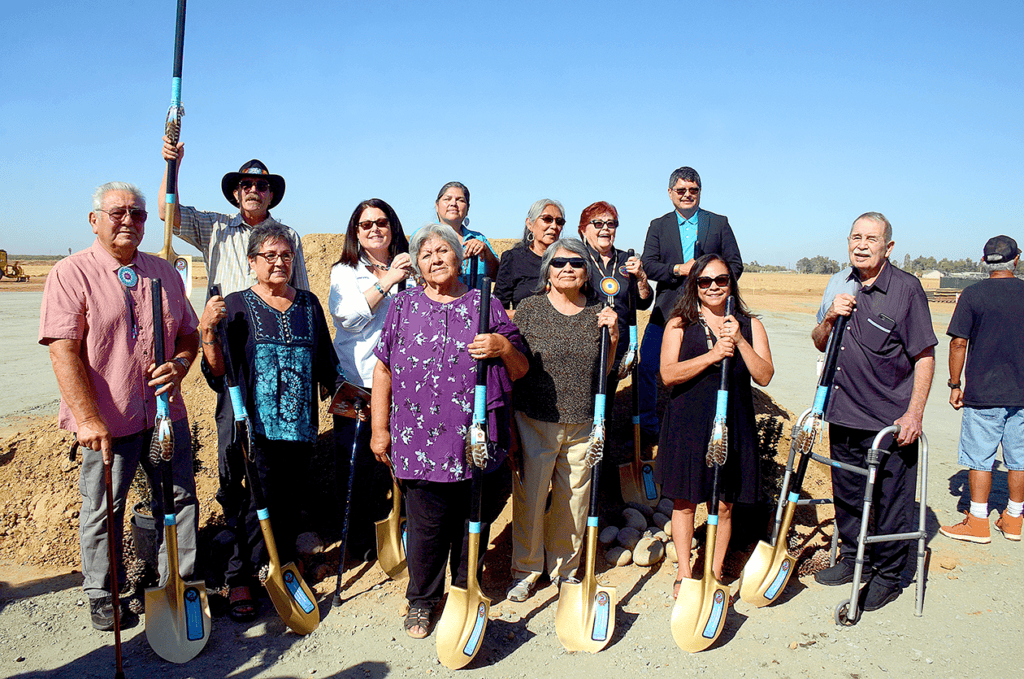Group of community leaders and tribal members at North Fork Rancheria casino groundbreaking event.